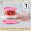 Pyrex Pyrex® Simply Store® Tinted Glass 4-cup Round Storage Container with Lid, Pink