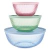 Pyrex Pyrex® Sculpted Tinted Glass Mixing Bowls with Lids, 6-pc Set, Mixed Colors